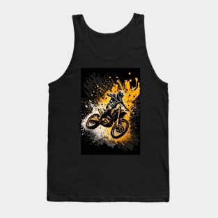 Dirt Bike With Paint Orange Splash Design Tank Top